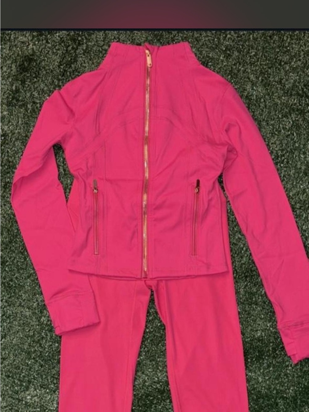 Women Hot Pink Active Zip Jacket & leggings - Unbranded